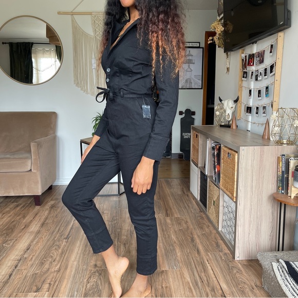 Free People Black Denim Jumpsuit - Picture 6 of 6